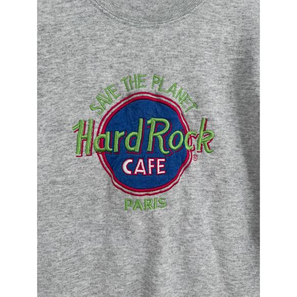 Vintage Hard Rock Cafe Paris Embroidered Crewneck Sweatshirt Adult Large Gray - Picture 3 of 7